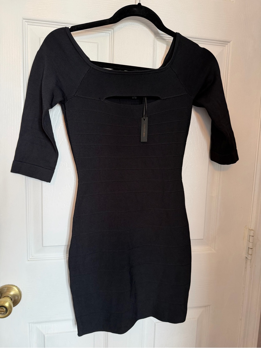 Guess Black Mini Bodycon Dress with Scoop Cutout